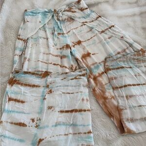 Young Fabulous & Broke Aqua and Brown Wide Leg Pants